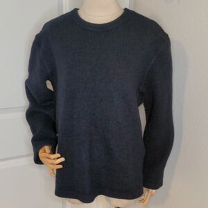 Taylor Stitch Mens Navy Blue Wool Sweater  Organic Cotton The Weekender SZ 44